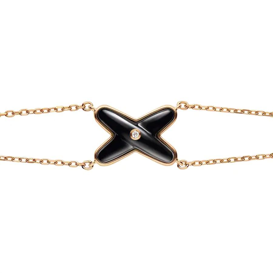 [Joyas Regalia]PULSERA JEUX ÓNIX ORO ROSA 1 DIAMANTE