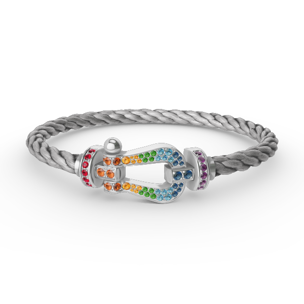 [Regalia jewelry]FORC LARGE HORSESHOE  COLORED DIAMOND BRACELET SILVER