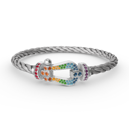 [Regalia jewelry]FORC LARGE HORSESHOE  COLORED DIAMOND BRACELET SILVER