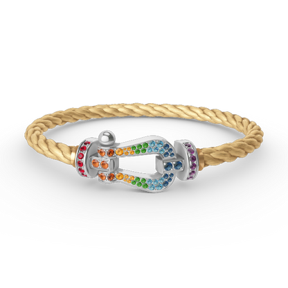 [Regalia jewelry]FORC LARGE HORSESHOE  COLORED DIAMOND BRACELET SILVER