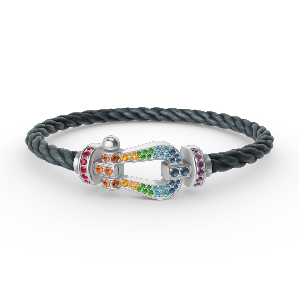[Regalia jewelry]FORC LARGE HORSESHOE  COLORED DIAMOND BRACELET SILVER