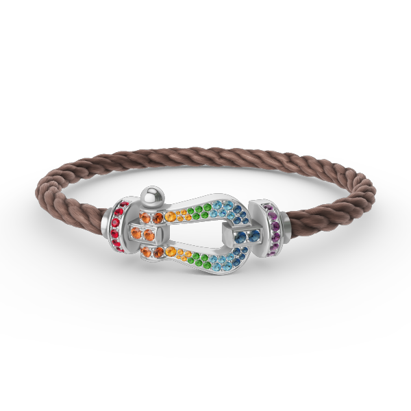 [Regalia jewelry]FORC LARGE HORSESHOE  COLORED DIAMOND BRACELET SILVER