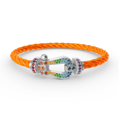 [Regalia jewelry]FORC LARGE HORSESHOE  COLORED DIAMOND BRACELET SILVER