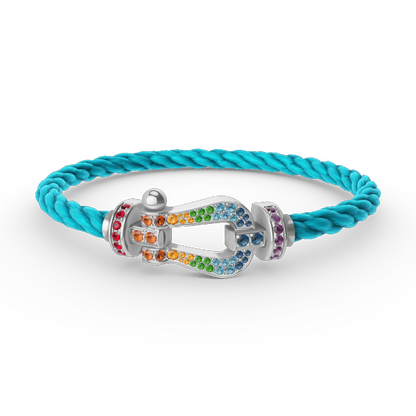 [Regalia jewelry]FORC LARGE HORSESHOE  COLORED DIAMOND BRACELET SILVER