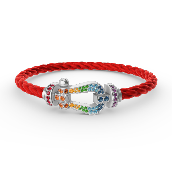 [Regalia jewelry]FORC LARGE HORSESHOE  COLORED DIAMOND BRACELET SILVER