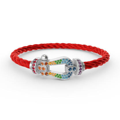 [Regalia jewelry]FORC LARGE HORSESHOE  COLORED DIAMOND BRACELET SILVER