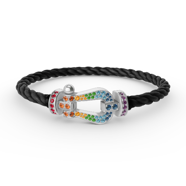 [Regalia jewelry]FORC LARGE HORSESHOE  COLORED DIAMOND BRACELET SILVER