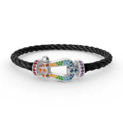 [Regalia jewelry]FORC LARGE HORSESHOE  COLORED DIAMOND BRACELET SILVER