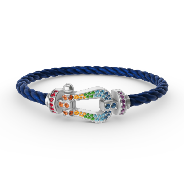 [Regalia jewelry]FORC LARGE HORSESHOE  COLORED DIAMOND BRACELET SILVER