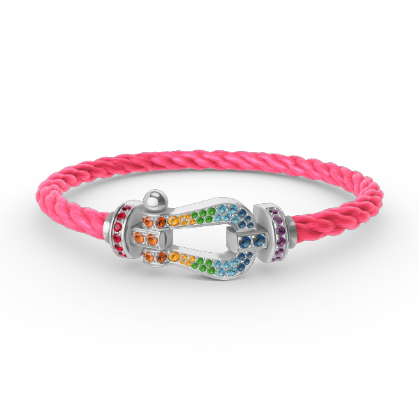 [Regalia jewelry]FORC LARGE HORSESHOE  COLORED DIAMOND BRACELET SILVER