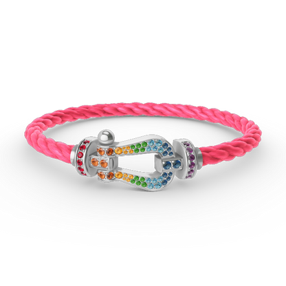[Regalia jewelry]FORC LARGE HORSESHOE  COLORED DIAMOND BRACELET SILVER