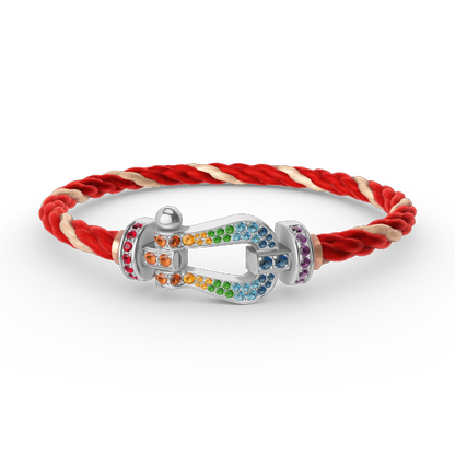 [Regalia jewelry]FORC LARGE HORSESHOE  COLORED DIAMOND BRACELET SILVER