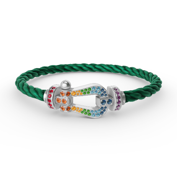 [Regalia jewelry]FORC LARGE HORSESHOE  COLORED DIAMOND BRACELET SILVER