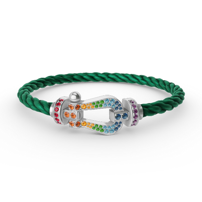 [Regalia jewelry]FORC LARGE HORSESHOE  COLORED DIAMOND BRACELET SILVER