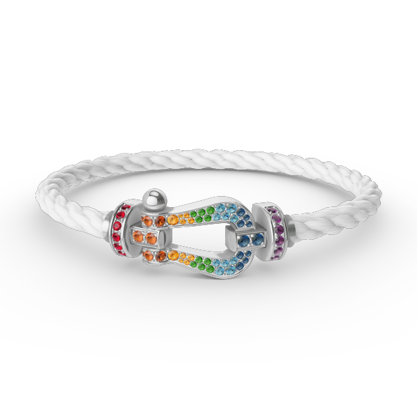 [Regalia jewelry]FORC LARGE HORSESHOE  COLORED DIAMOND BRACELET SILVER