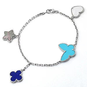 [Joyas Regalia]PULSERA DE PLATA LUCKY SPRING CON 4 MOTIVOS