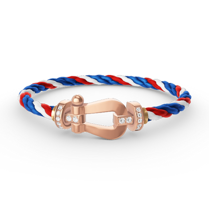 [Joyas Regalia] PULSERA FORCE DE MEDIO DIAMANTE CON HERRADURA GRANDE EN ORO ROSA