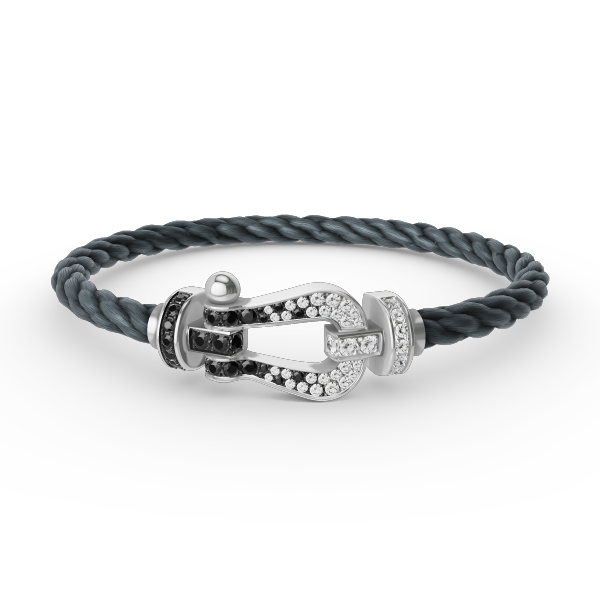 [Regalia jewelry]FORCE LARGE HORSESHOE BLACK WHITE DIAMOND BRACELET SILVER