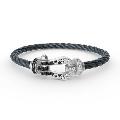 [Regalia jewelry]FORCE LARGE HORSESHOE BLACK WHITE DIAMOND BRACELET SILVER