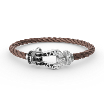 [Regalia jewelry]FORCE LARGE HORSESHOE BLACK WHITE DIAMOND BRACELET SILVER