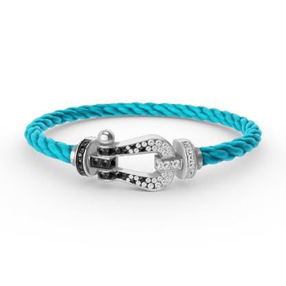 [Regalia jewelry]FORCE LARGE HORSESHOE BLACK WHITE DIAMOND BRACELET SILVER