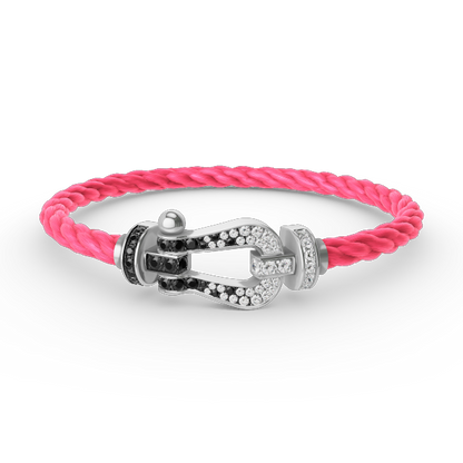 [Regalia jewelry]FORCE LARGE HORSESHOE BLACK WHITE DIAMOND BRACELET SILVER