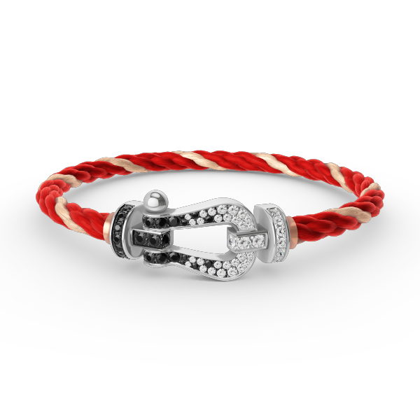 [Regalia jewelry]FORCE LARGE HORSESHOE BLACK WHITE DIAMOND BRACELET SILVER