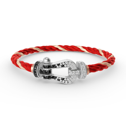 [Regalia jewelry]FORCE LARGE HORSESHOE BLACK WHITE DIAMOND BRACELET SILVER