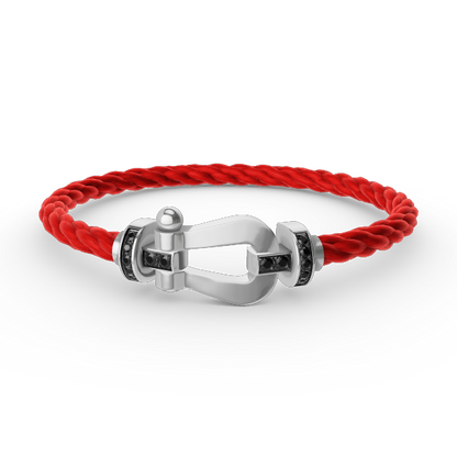 [Regalia jewelry]FORCE LARGE HORSESHOE BLACK DIAMOND BRACELET SILVER