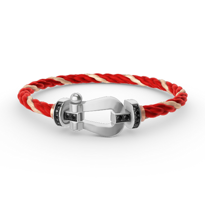 [Regalia jewelry]FORCE LARGE HORSESHOE BLACK DIAMOND BRACELET SILVER