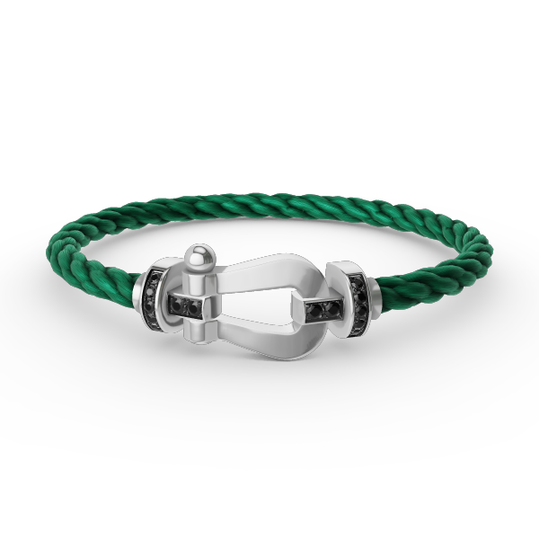 [Regalia jewelry]FORCE LARGE HORSESHOE BLACK DIAMOND BRACELET SILVER