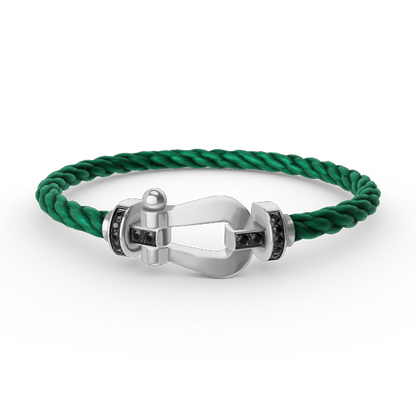 [Regalia jewelry]FORCE LARGE HORSESHOE BLACK DIAMOND BRACELET SILVER