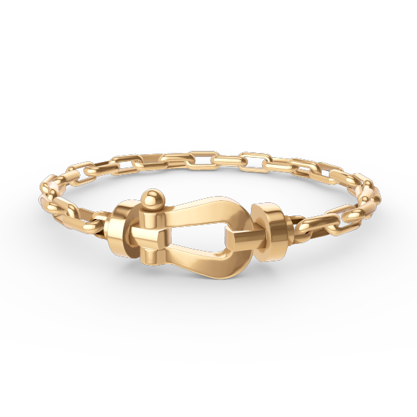 [Joyas Regalia]Pulsera de metal con cierre de herradura grande FORCE