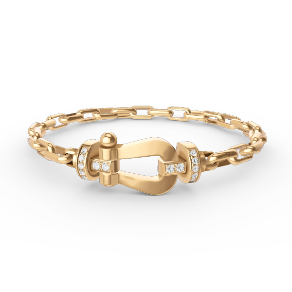[Joyas Regalia]Pulsera de metal con cierre de herradura grande FORCE