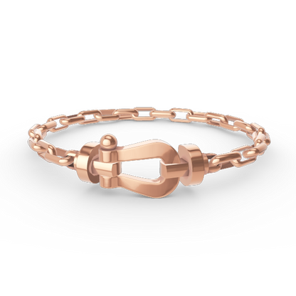 [Joyas Regalia]Pulsera de metal con cierre de herradura grande FORCE