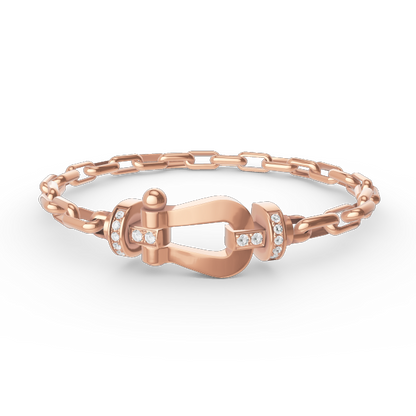 [Joyas Regalia]Pulsera de metal con cierre de herradura grande FORCE
