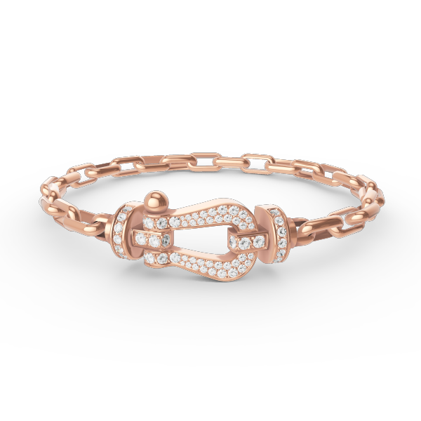 [Joyas Regalia]Pulsera de metal con cierre de herradura grande FORCE