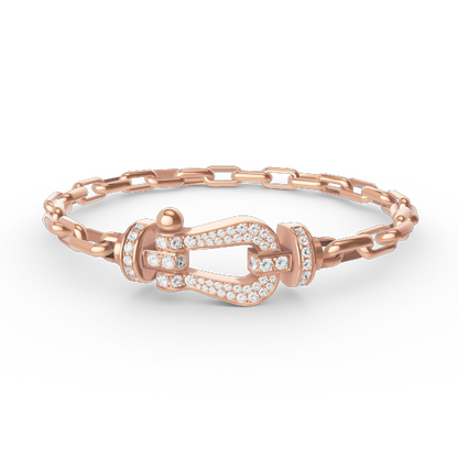 [Joyas Regalia]Pulsera de metal con cierre de herradura grande FORCE