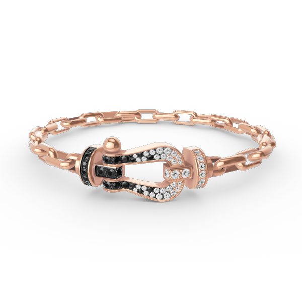 [Joyas Regalia]Pulsera de metal con cierre de herradura grande FORCE