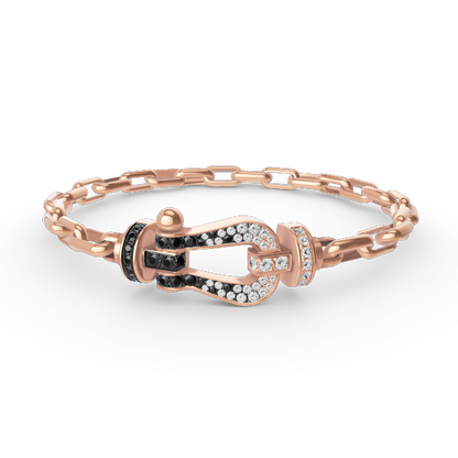 [Joyas Regalia]Pulsera de metal con cierre de herradura grande FORCE