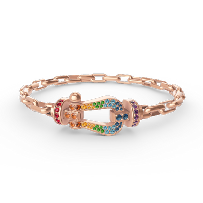 [Joyas Regalia]Pulsera de metal con cierre de herradura grande FORCE