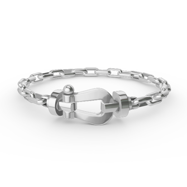 [Joyas Regalia]Pulsera de metal con cierre de herradura grande FORCE