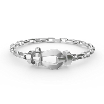 [Joyas Regalia]Pulsera de metal con cierre de herradura grande FORCE