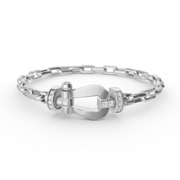 [Joyas Regalia]Pulsera de metal con cierre de herradura grande FORCE