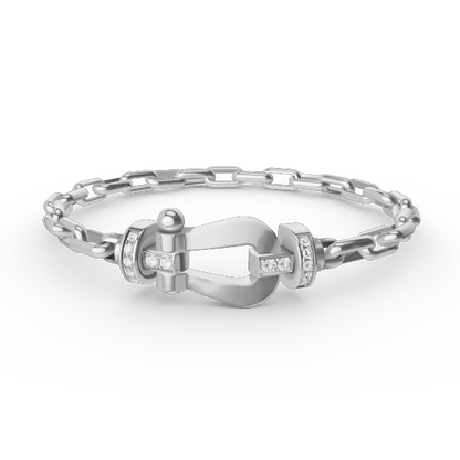 [Joyas Regalia]Pulsera de metal con cierre de herradura grande FORCE