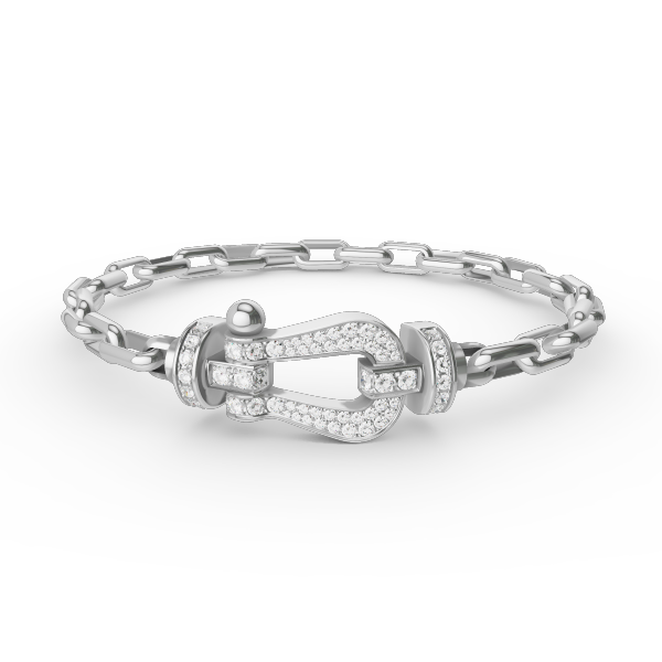 [Joyas Regalia]Pulsera de metal con cierre de herradura grande FORCE
