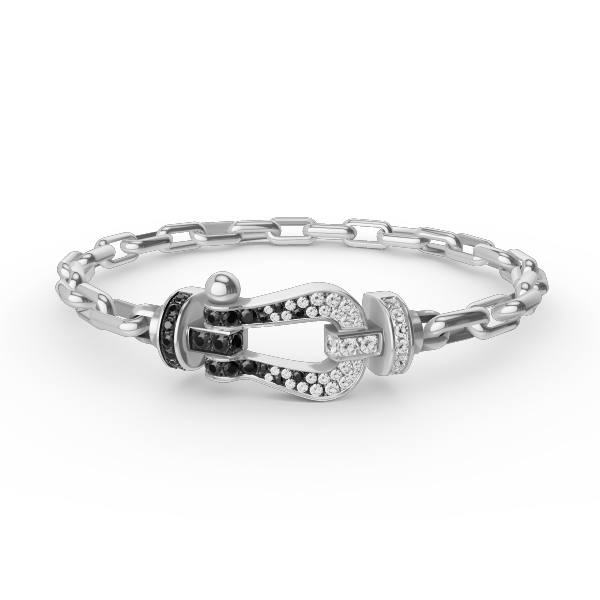[Joyas Regalia]Pulsera de metal con cierre de herradura grande FORCE