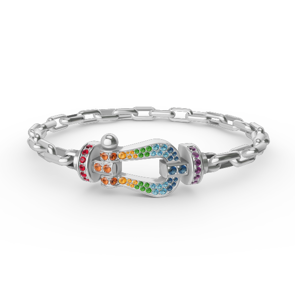 [Joyas Regalia]Pulsera de metal con cierre de herradura grande FORCE