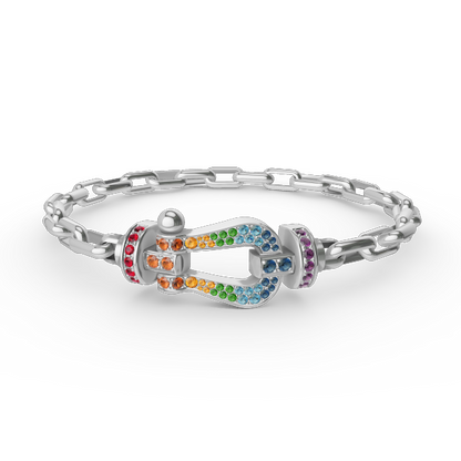 [Joyas Regalia]Pulsera de metal con cierre de herradura grande FORCE