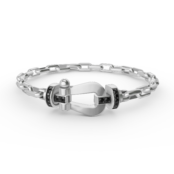 [Joyas Regalia]Pulsera de metal con cierre de herradura grande FORCE